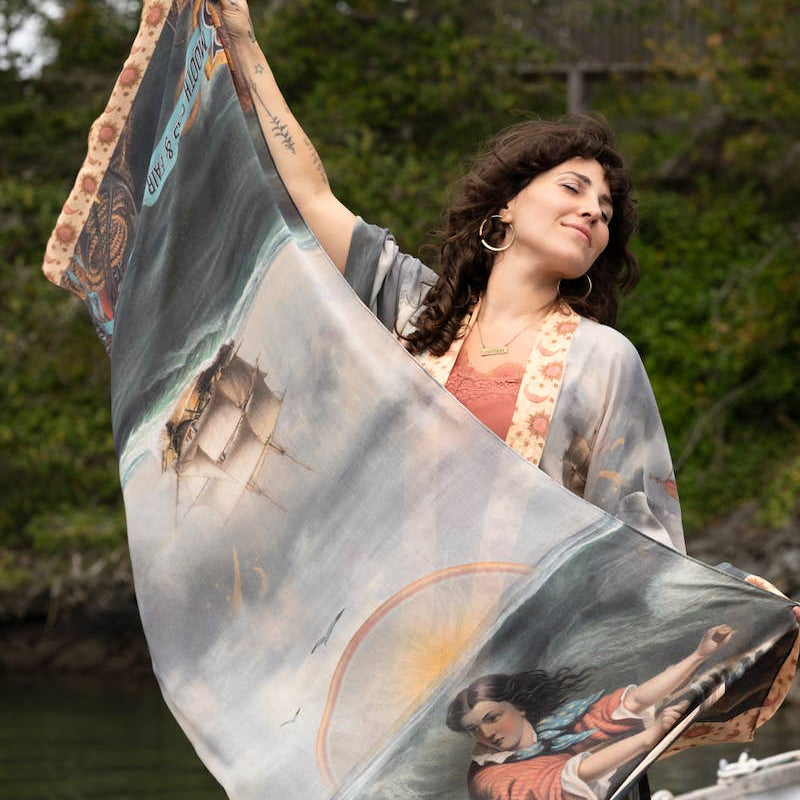 Hold Fast Scarf with Boat, Sun, Moon & Rainbow