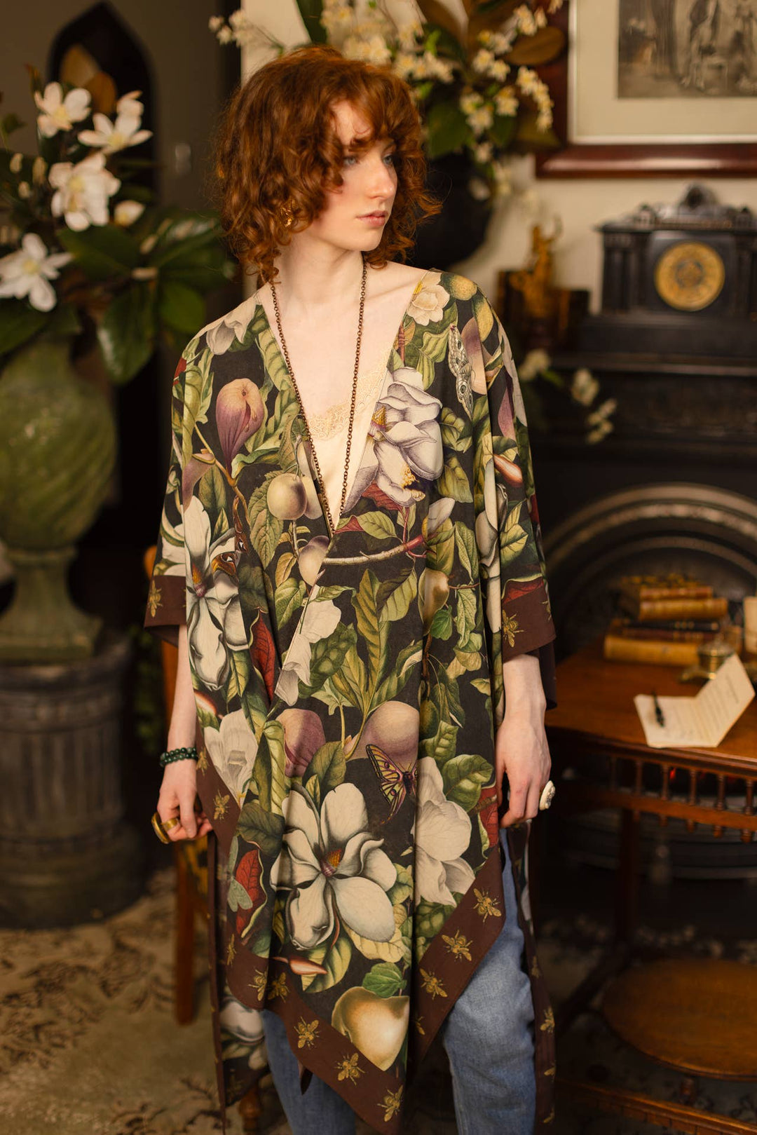 Fleur De Lune Goddess Starduster Kimono w/ Florals & Bees - Canada