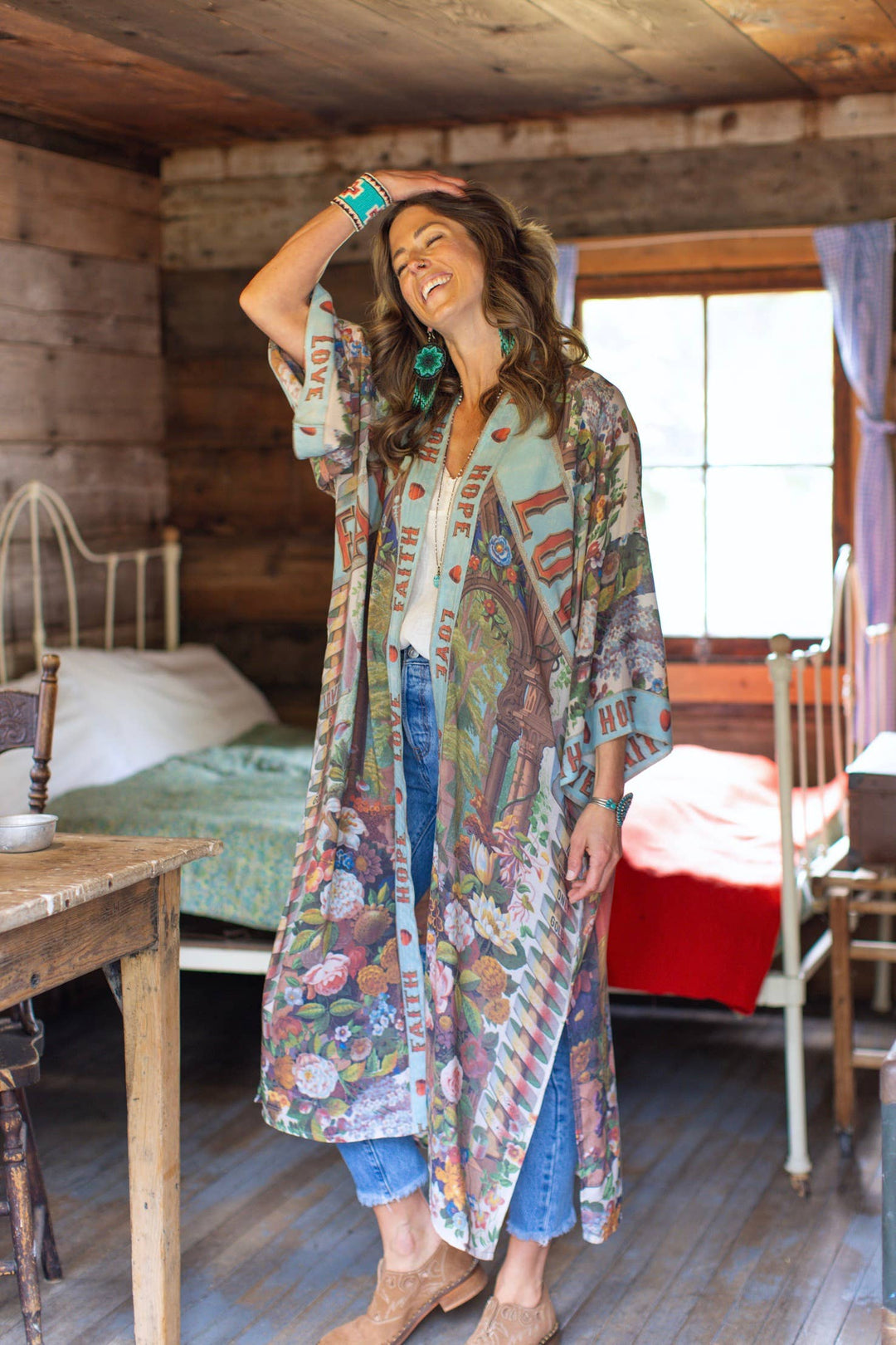 Love Language Opera Duster Kimono Robe w/ Faith, Hope
