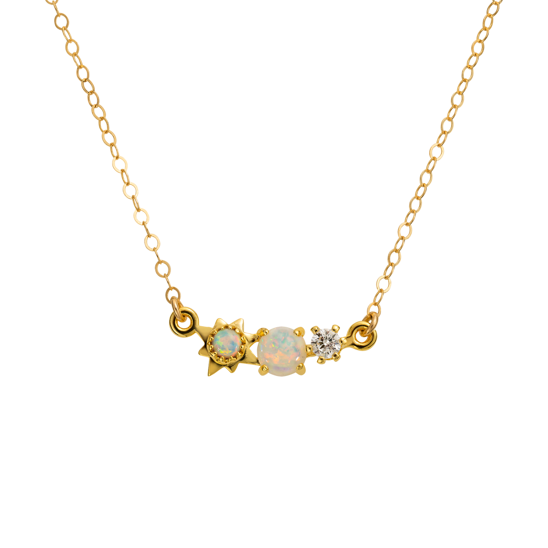 3 Wishes  Opal & Diamond Pendant Necklace