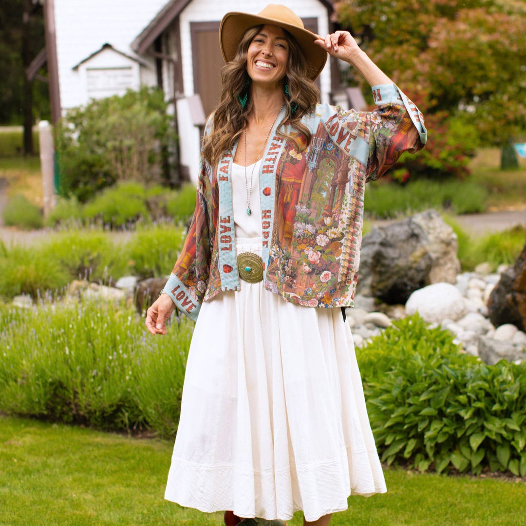 Love Language Pixie Duster Cropped Kimono w/ Faith, Hope - Canada