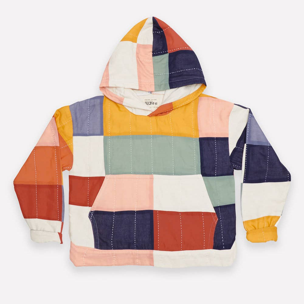 Multi-Check Patchwork Quilt Hoodie - India, Ajmer