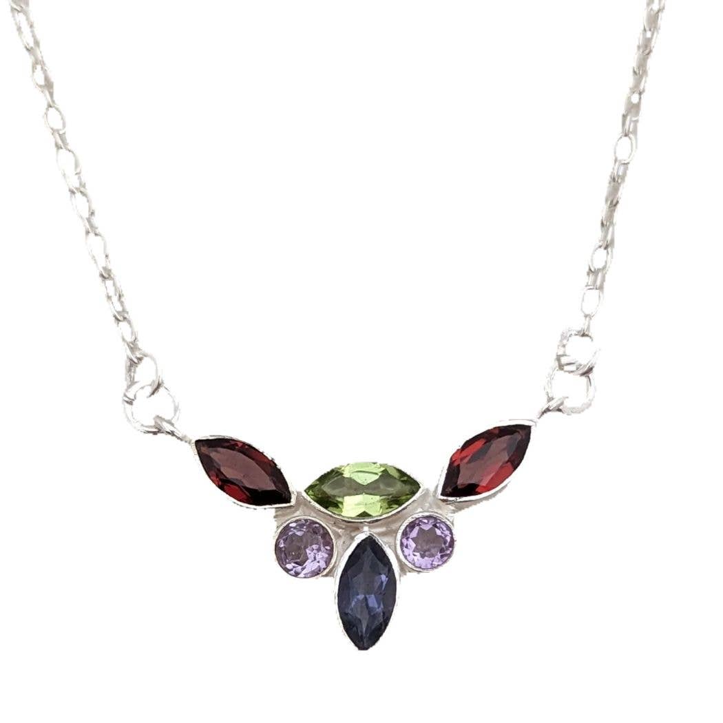 Amelie Sterling Silver & Multi Stone Necklace - India