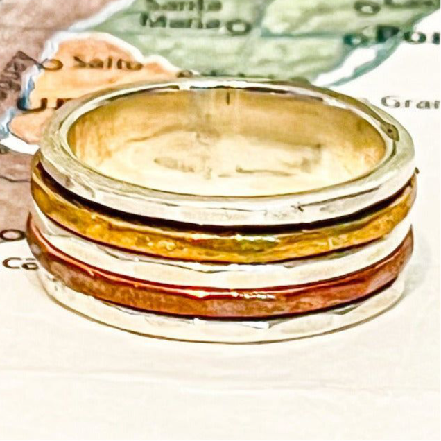 Simple Sterling & Mixed Metal Meditation Ring - India