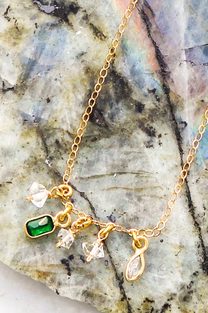 Sunshower Necklace, Green Onyx
