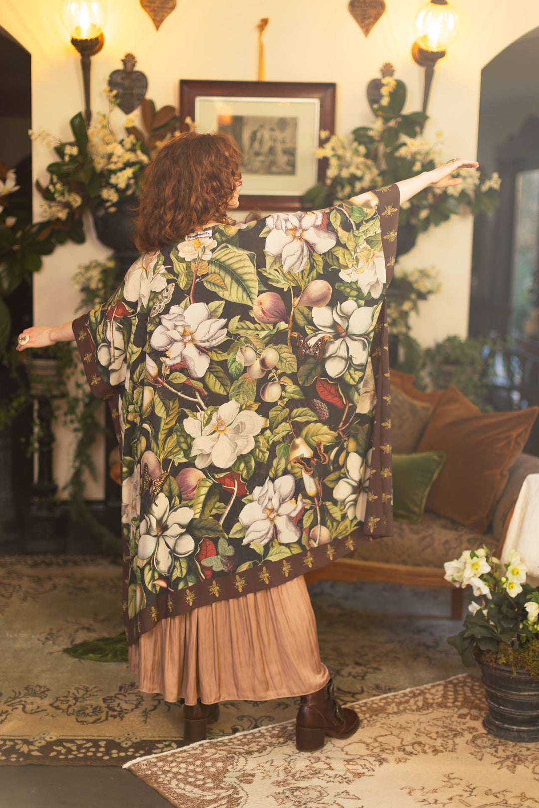 Fleur De Lune Goddess Starduster Kimono w/ Florals & Bees - Canada