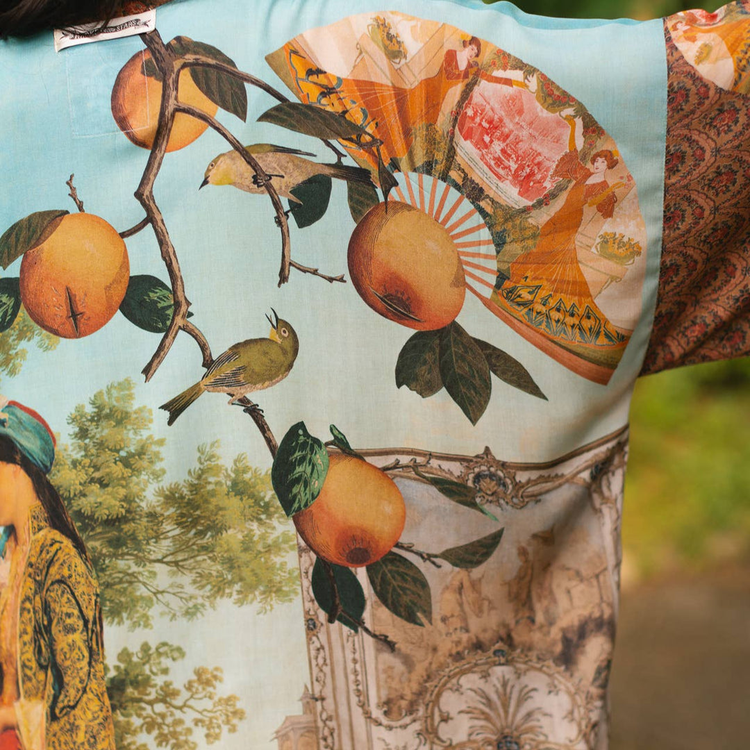 Secret Garden Opera Duster Kimono Robe w/ Swan, Fan - Canada