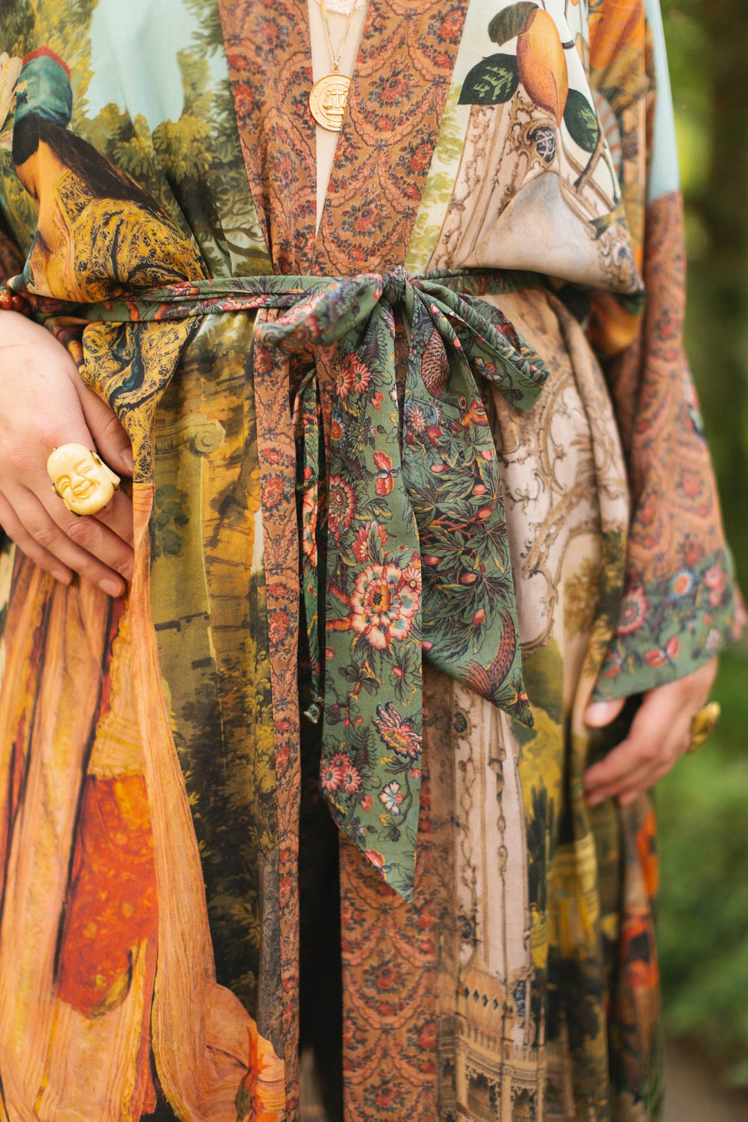 Secret Garden Opera Duster Kimono Robe w/ Swan, Fan - Canada