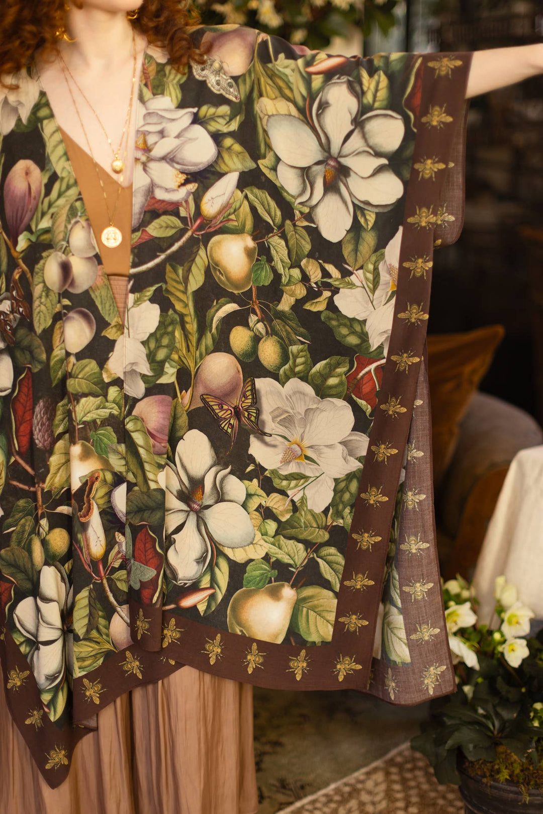 Fleur De Lune Goddess Starduster Kimono w/ Florals & Bees - Canada
