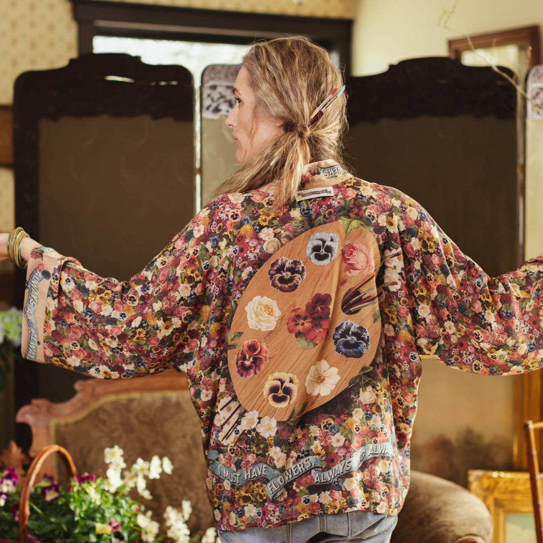Art of Life Pixie Duster Cropped Kimono with Palette & Flowers - Canada