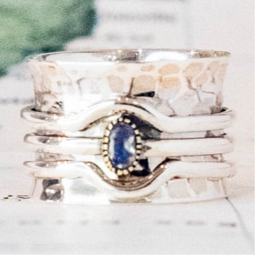 Sterling Silver Cradled Moonstone Meditation Ring - India
