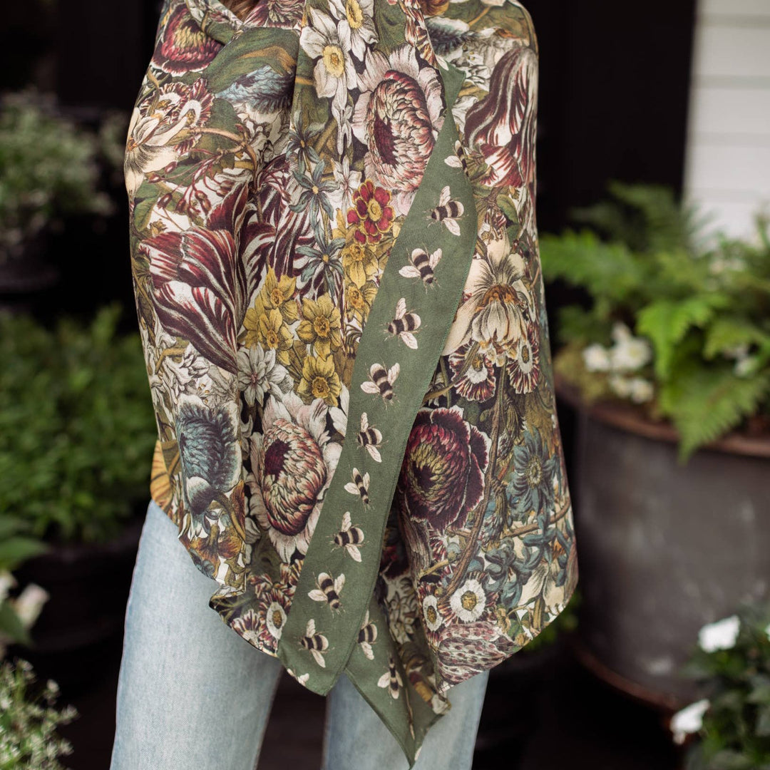 Love Grows Wild Floral Bamboo Scarf with Bees