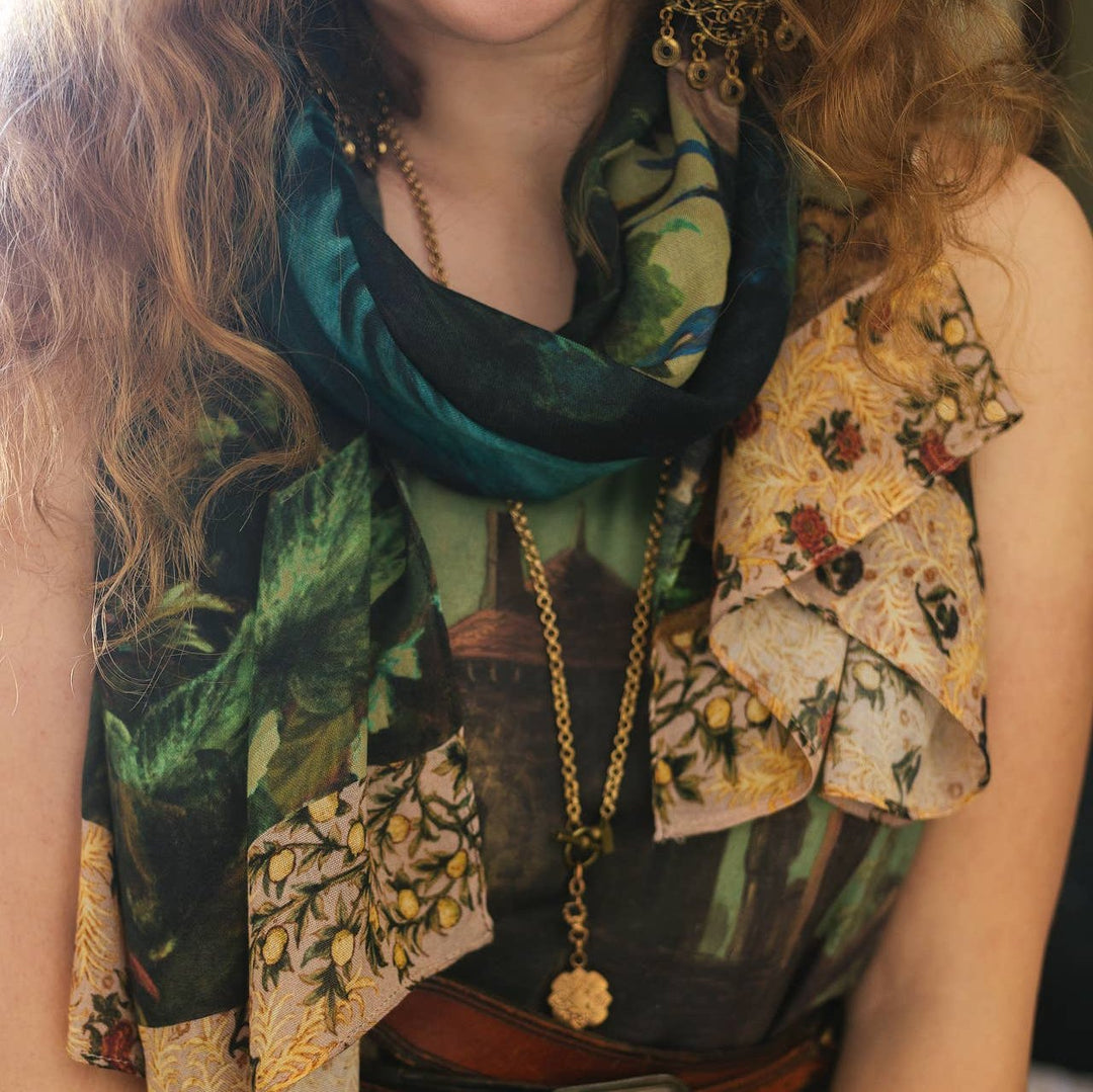 Bella Notte Bohemian Bamboo Scarf with Rabbit and Moon