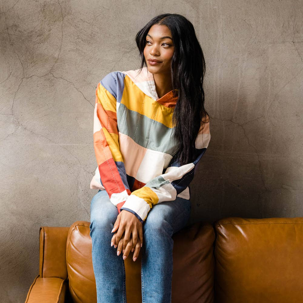 Multi-Check Patchwork Quilt Hoodie - India, Ajmer