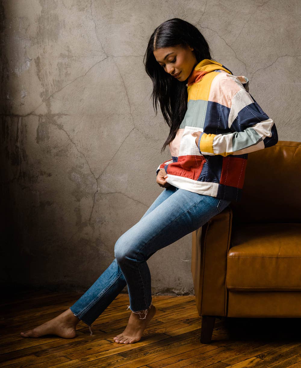Multi-Check Patchwork Quilt Hoodie - India, Ajmer
