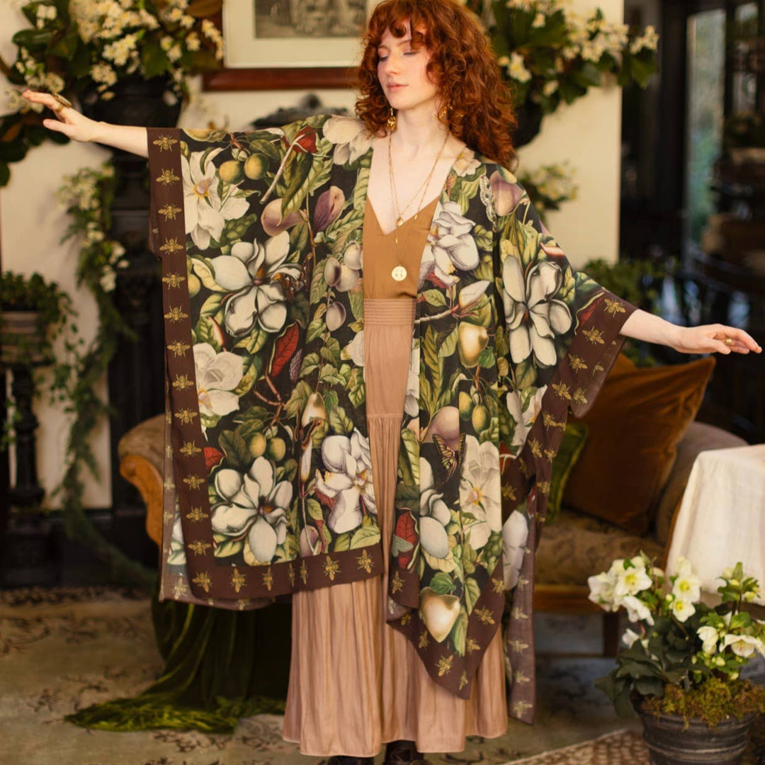 Fleur De Lune Goddess Starduster Kimono w/ Florals & Bees - Canada