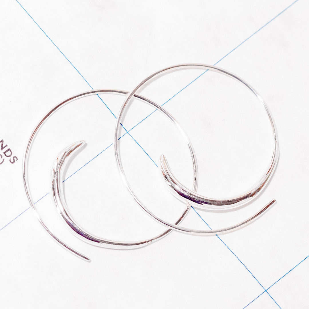 Sterling Silver Needle Spiral Earring - India