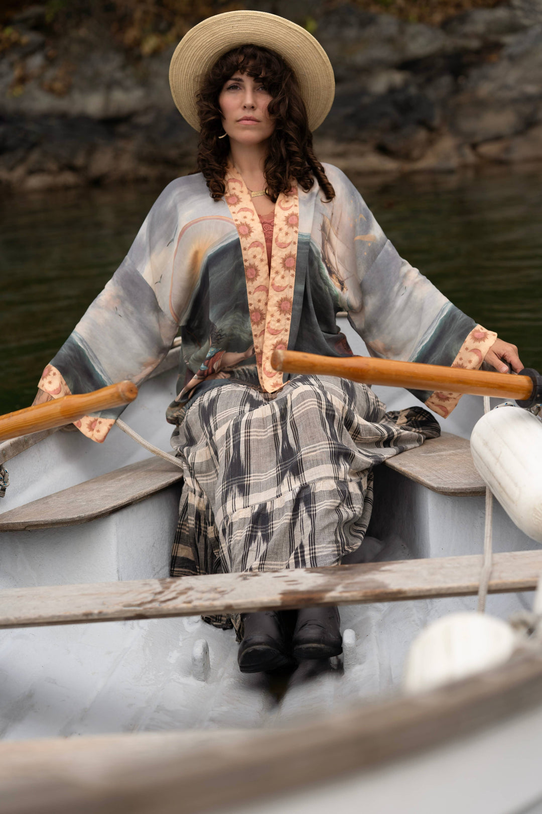 Hold Fast Pixie Duster Cropped Kimono w/ Boat, Rainbow - Canada