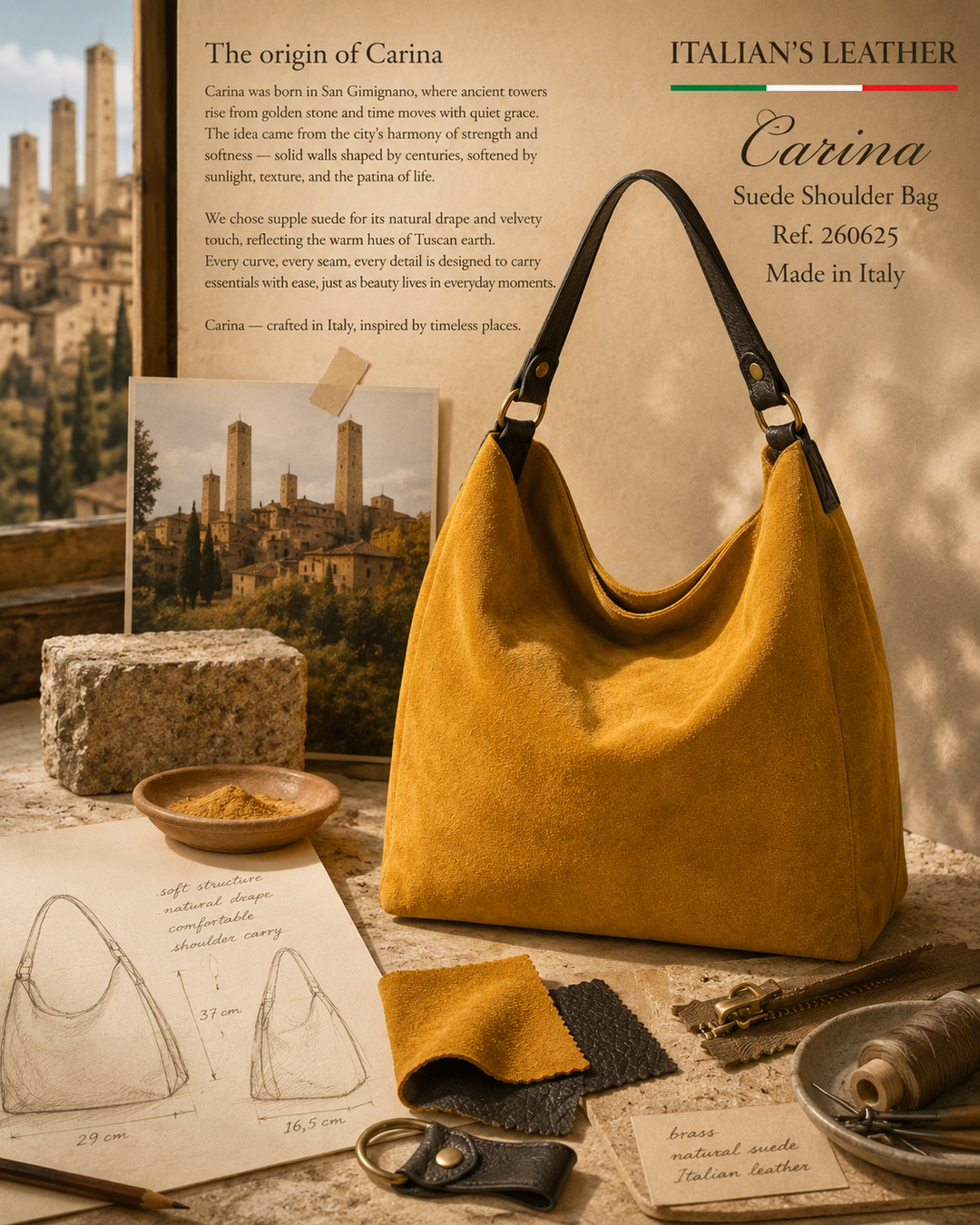 CARINA - Suede leather bag