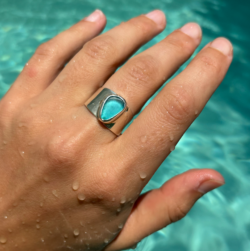 Blue Bold Sea Glass Band (Handmade) - Hawaii