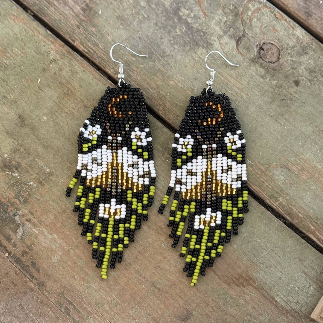 Gold Moonlight Moth Fringe Earrings - Guatemala