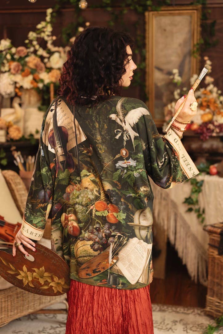Labour of Love Matineé (mid length) Duster w/ Florals & Violin
