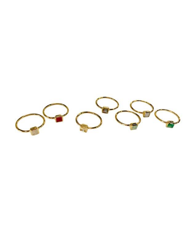 Dainty single stone gold ring: 24k Gold Vermeil / Ruby