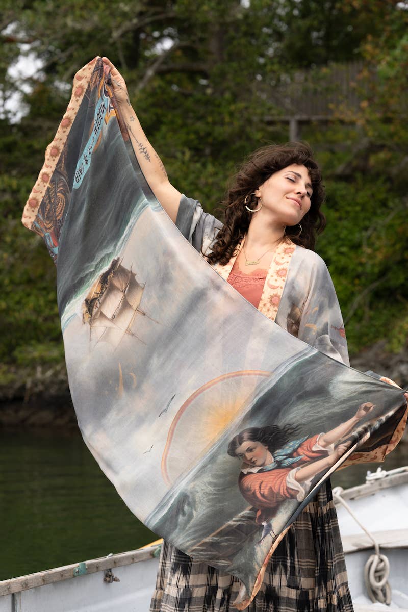 Hold Fast Scarf with Boat, Sun, Moon & Rainbow