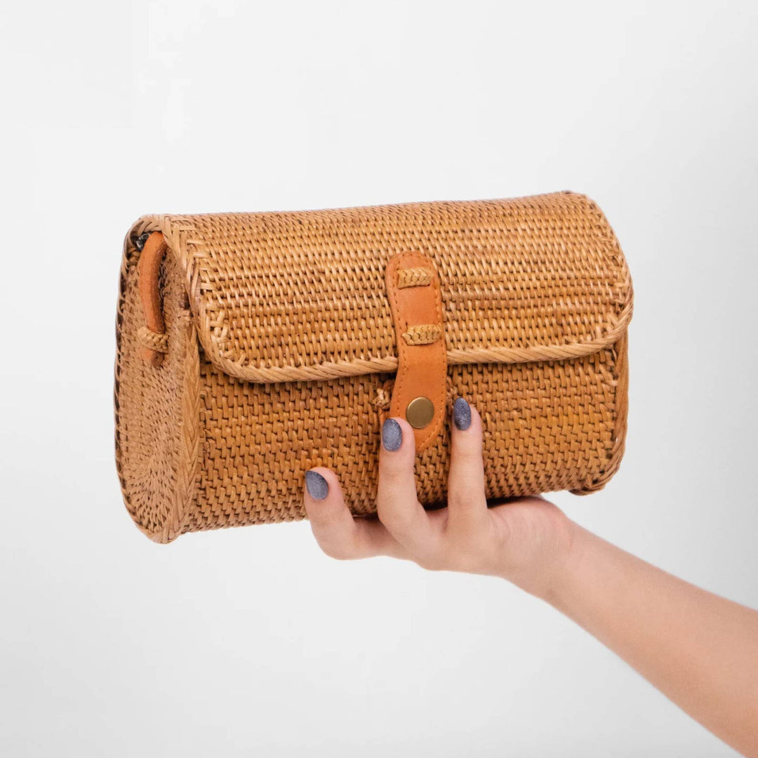 Rattan Bag Purse Wallet Clutch (Brown) - Bali Straw Wicker