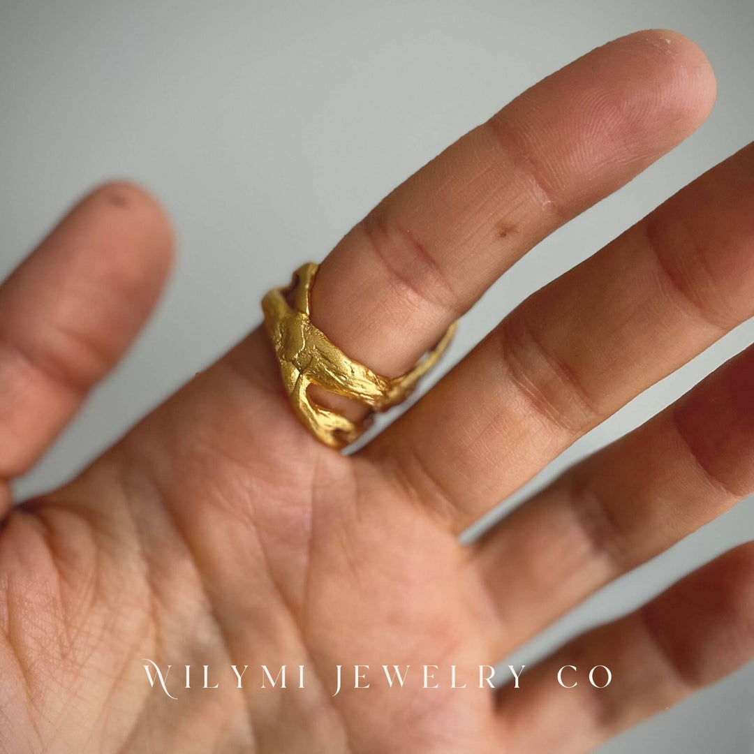 White Pearl Branch Gold Ring | 10x10mm | 24k Gold Filled