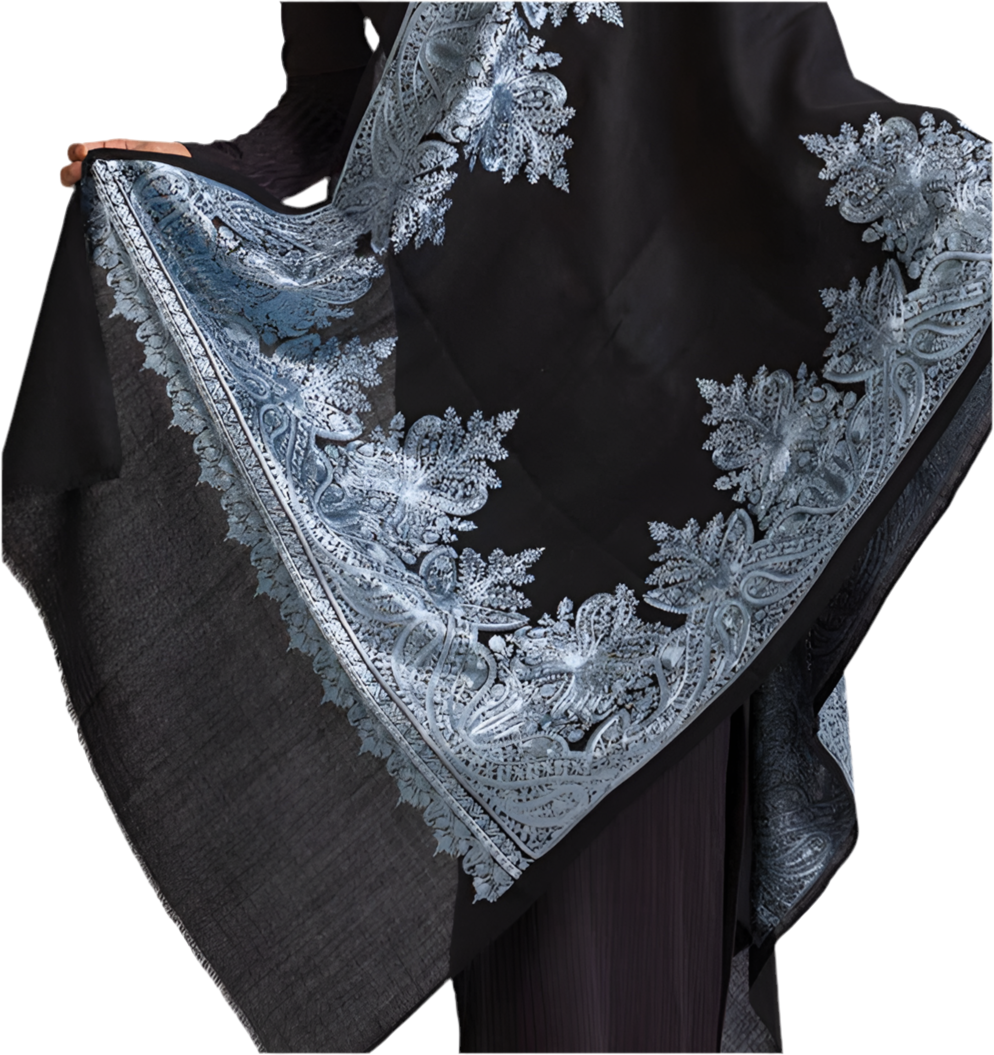 Priya Embroidered Wool Shawl