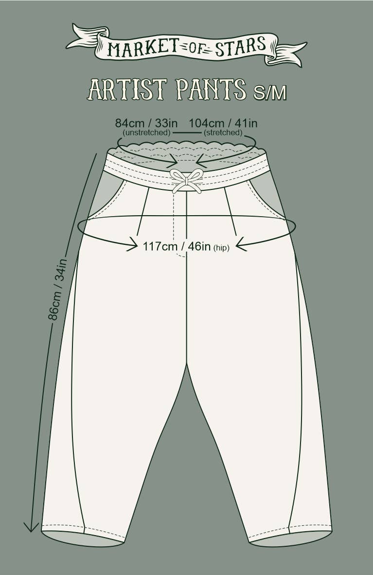 Stargazer Linen Cropped Artist Pant with Falling Stars Print