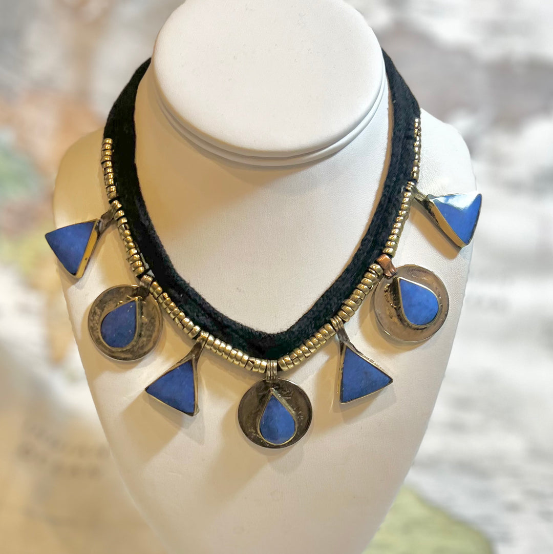 Vintage Afghani Sterling & Lapis Choker