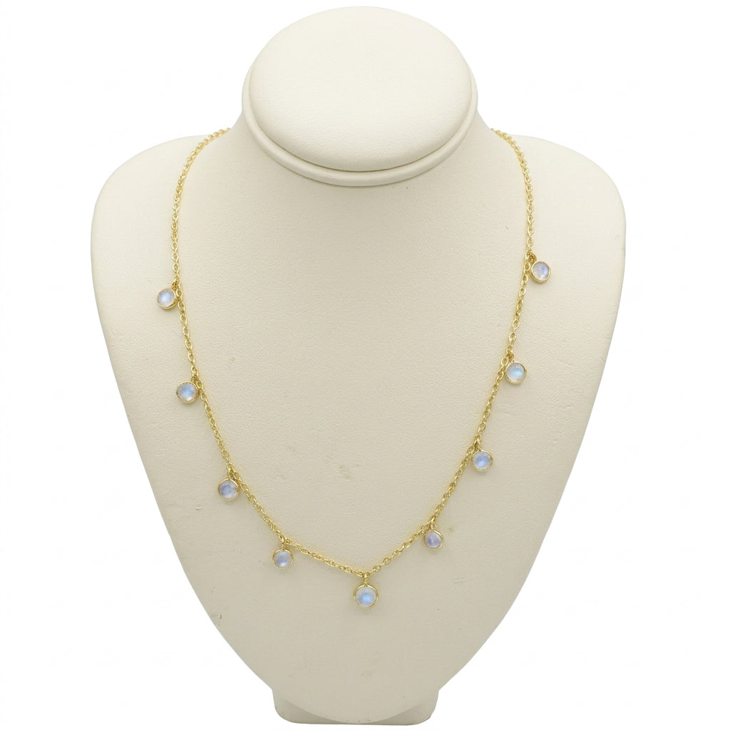 Brass Moonstone Droplet Necklace