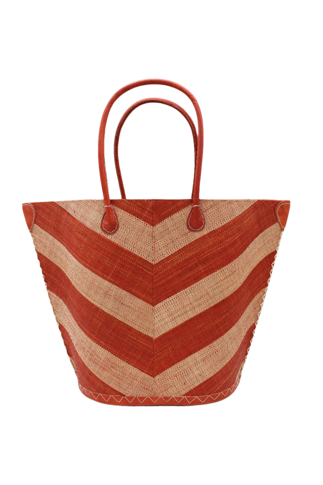 Santa Cruz Wide Stripe Chevron Large Straw Tote Bag