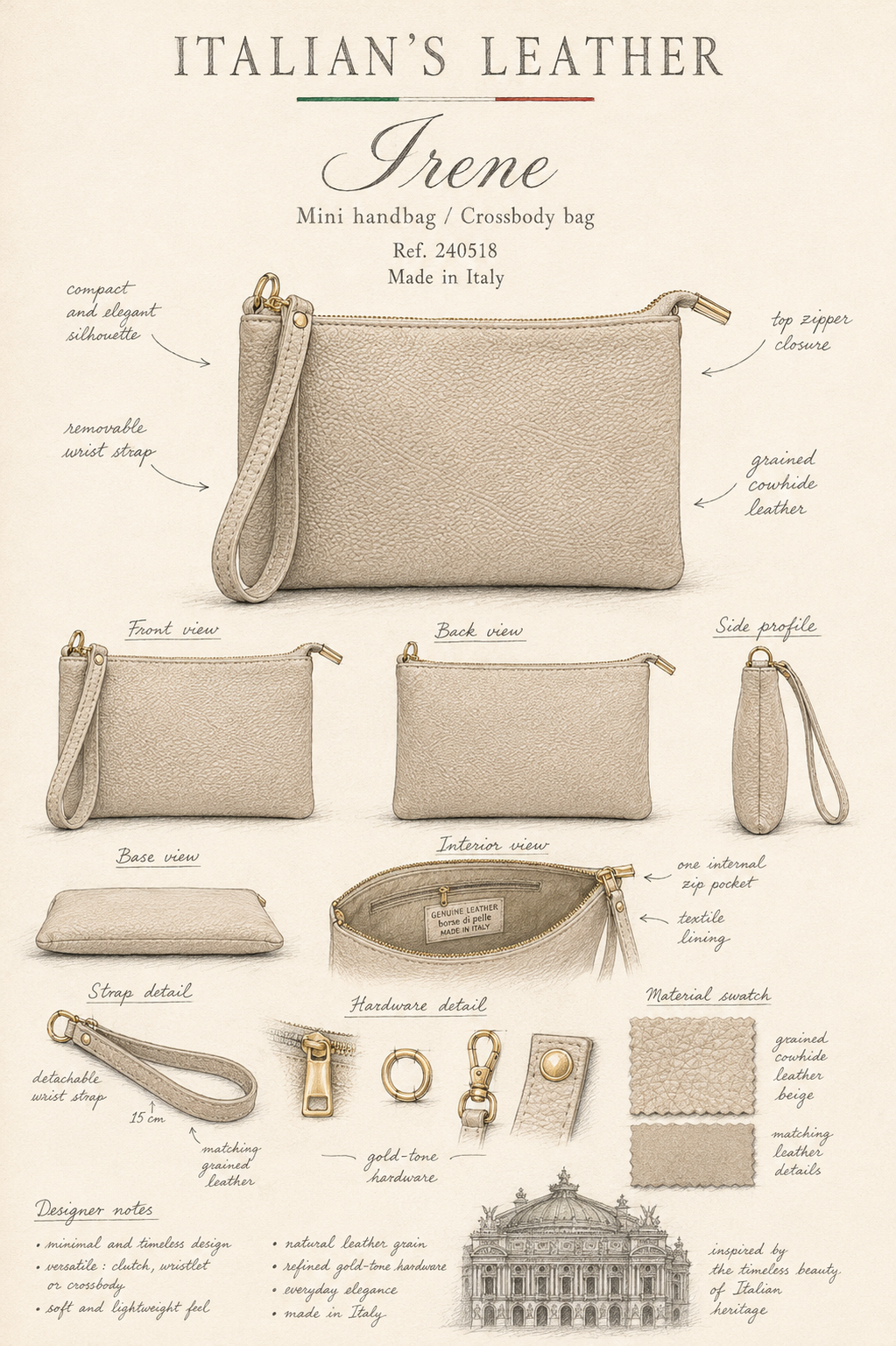 Irene Leather Clutch Bag - Italy