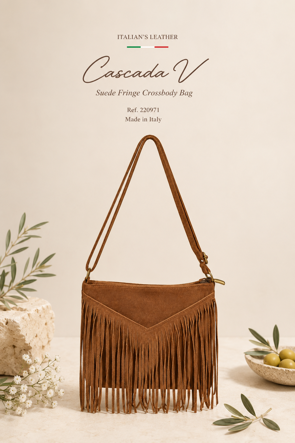 CASCADA V - Suede leather bag