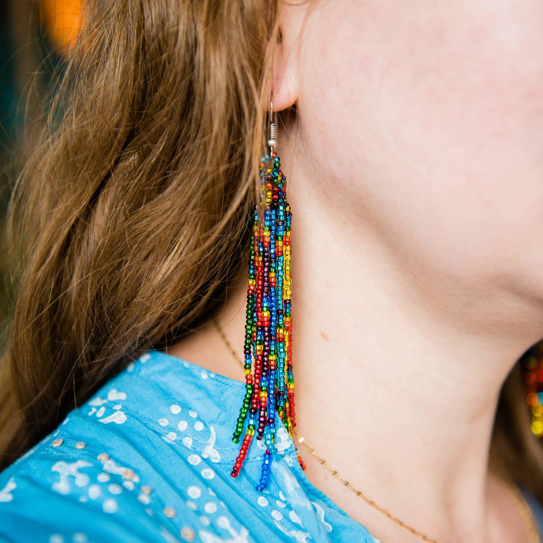 Rainbow Tassel Earrings - Guatemala