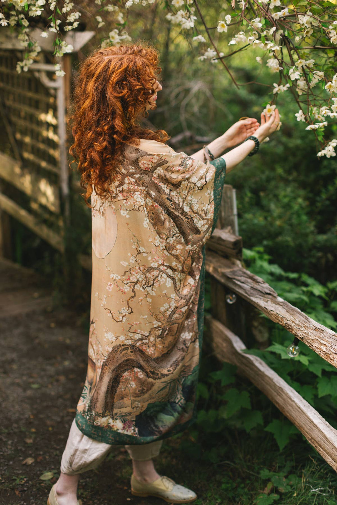 Fable Bohemian Goddess Starduster Kimono with Deer and Moon