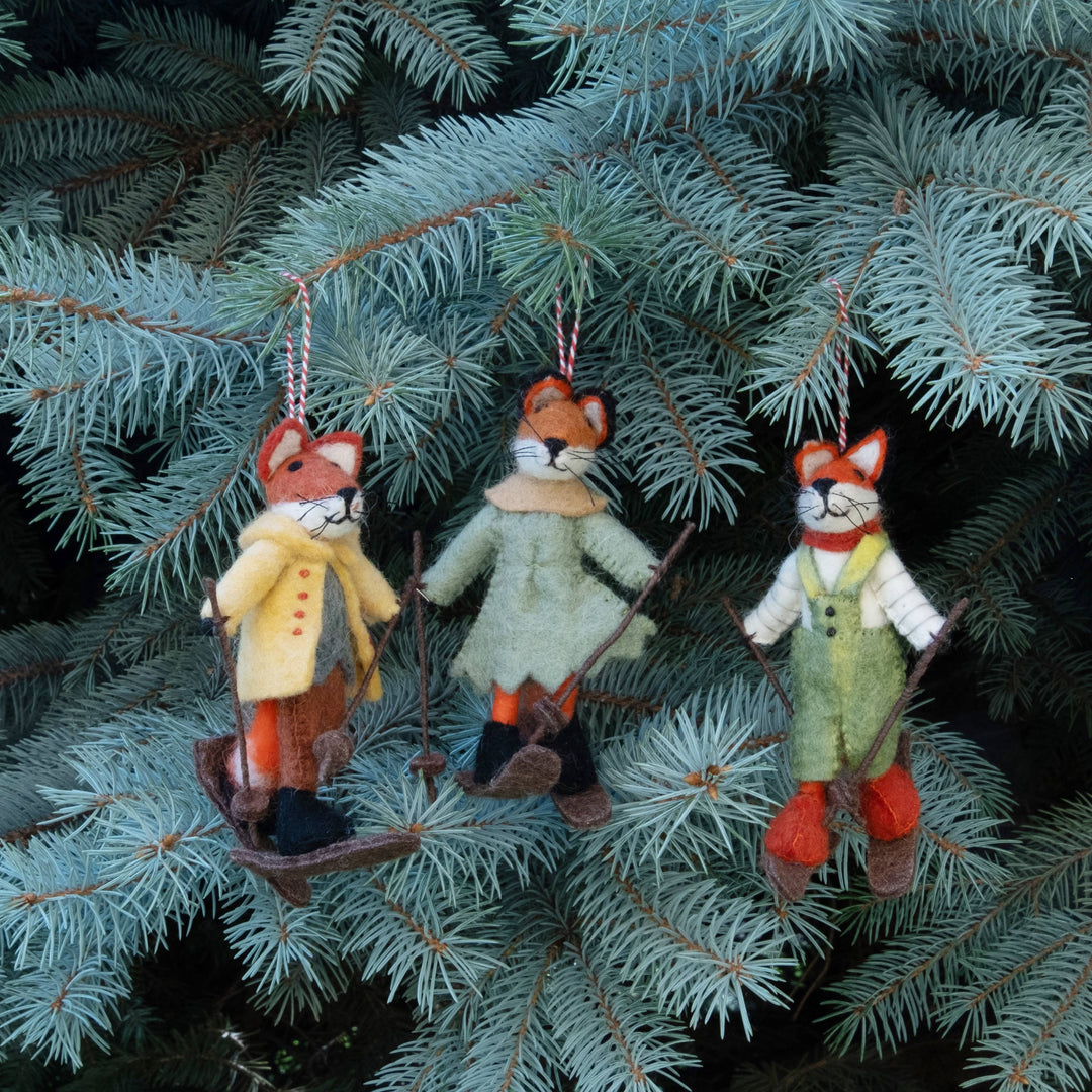Ornament - Christmas Decor - Fox on Skis, Assorted
