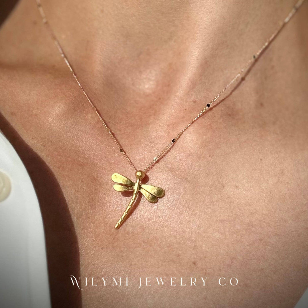 Mini Dragonfly Necklace | Gold Filled | Sparkling