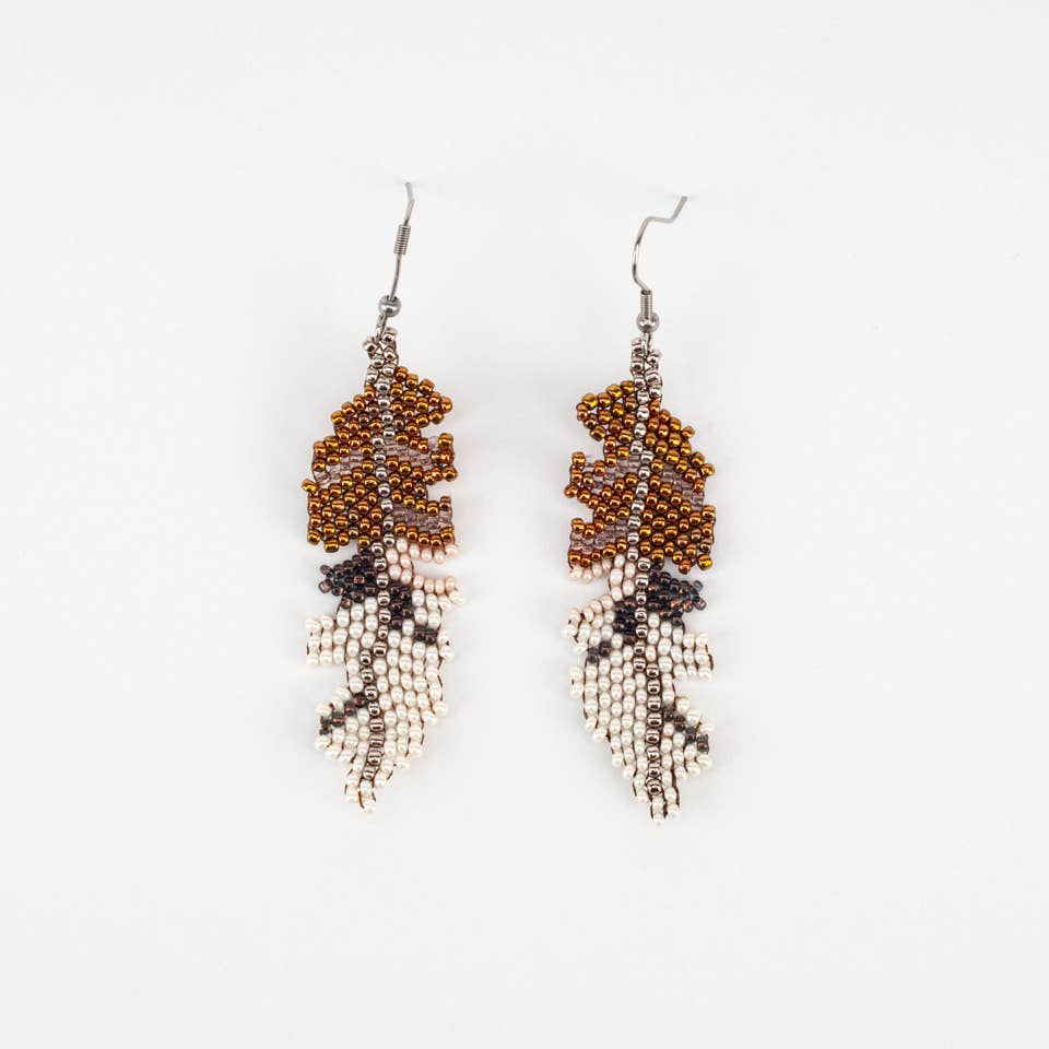 Beaded Feather Earrings - Guatemala