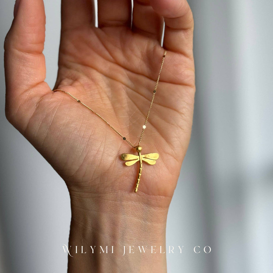 Mini Dragonfly Necklace | Gold Filled | Sparkling