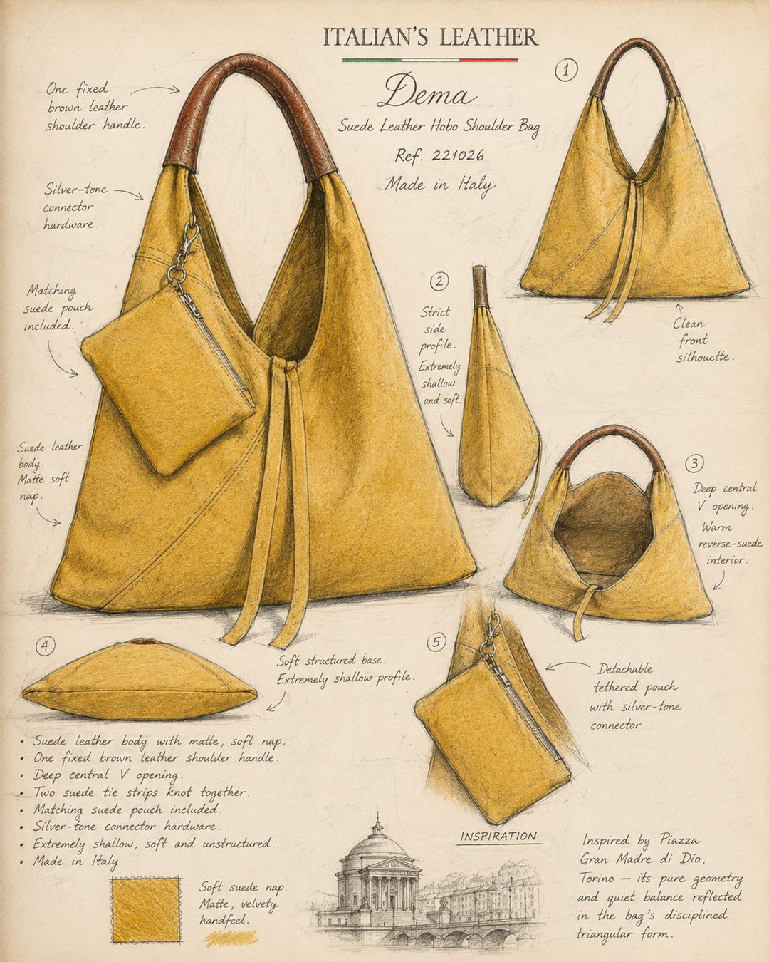 Dema Suede Leather Bag - Italy