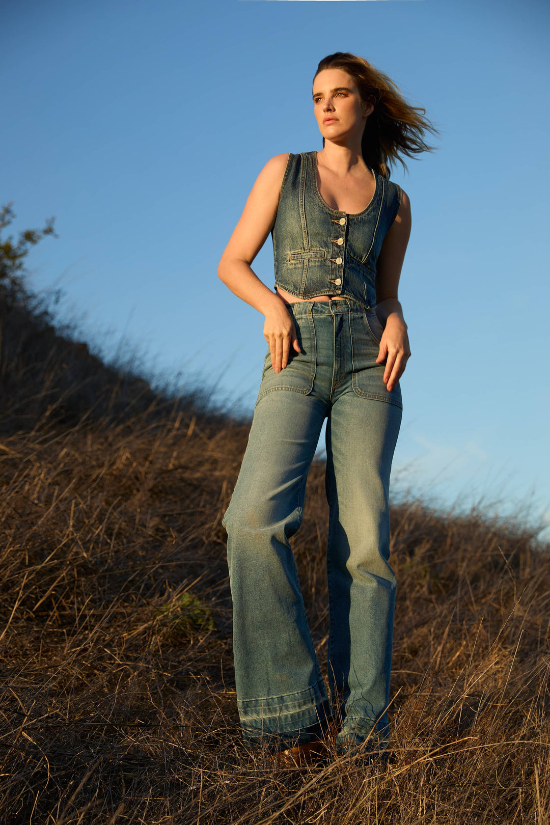 NORA WIDE LEG DENIM TROUSER