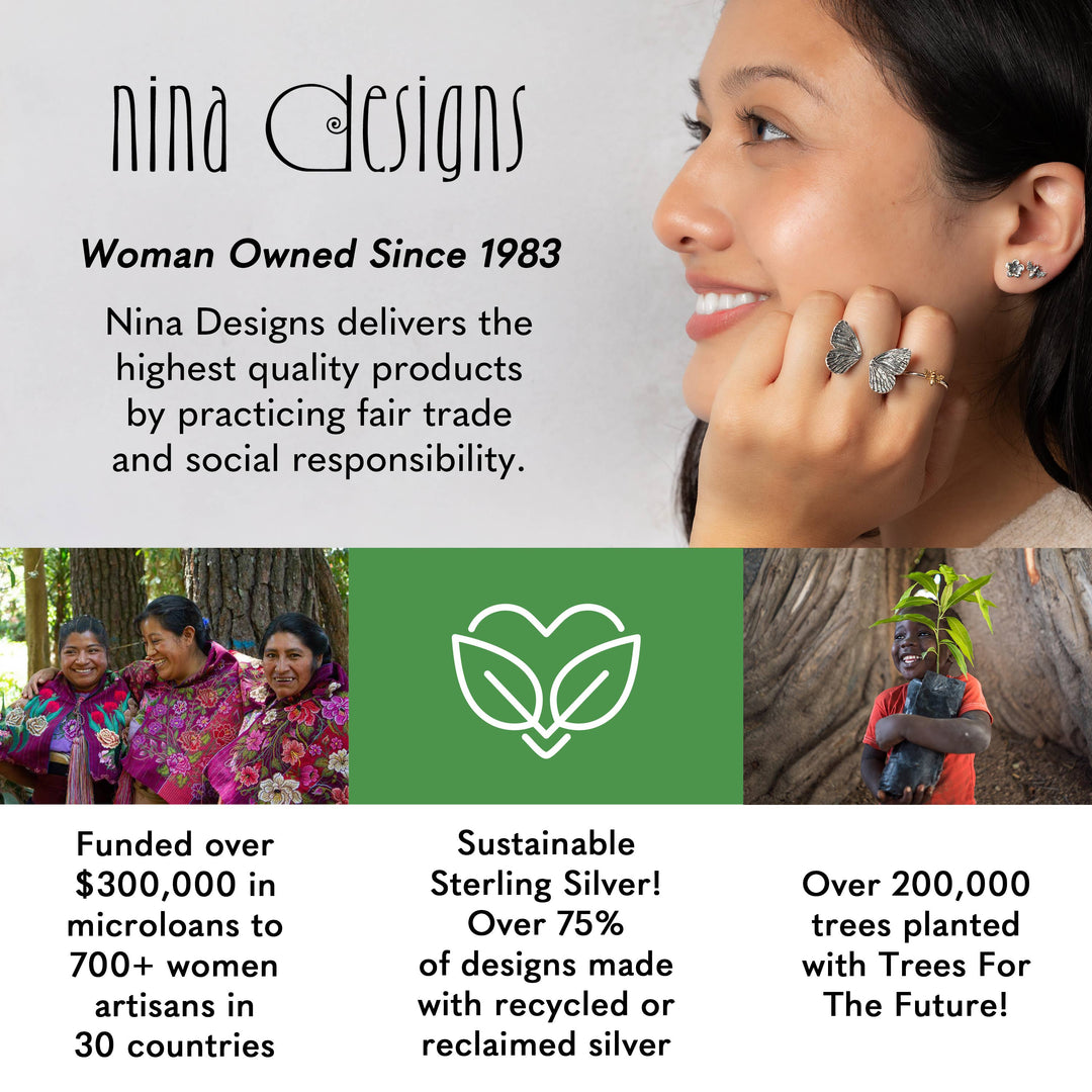 Sterling Silver Mushroom Ring with Bronze Moon - Bali