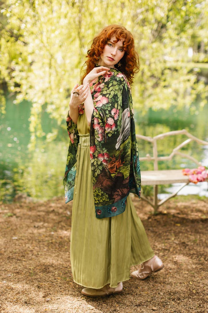 The Daydreamer Scarf with Sleeping Beauty, Roses & Rabbits