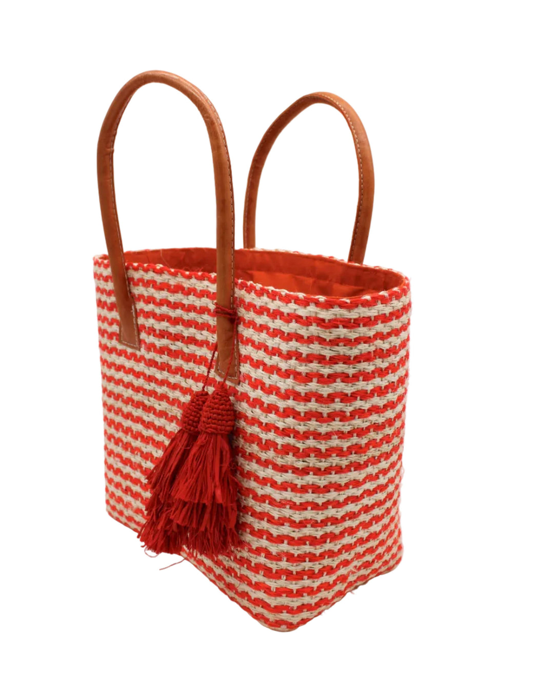 Cancun Small Sisal Basket Bag with Tassel Charm