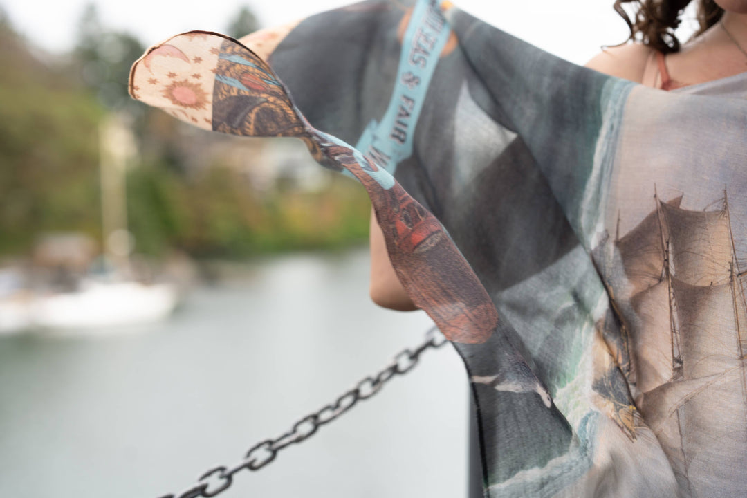 Hold Fast Scarf with Boat, Sun, Moon & Rainbow