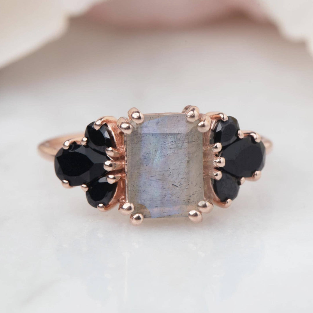 Rose Gold Labradorite & Spinel Empress Ring